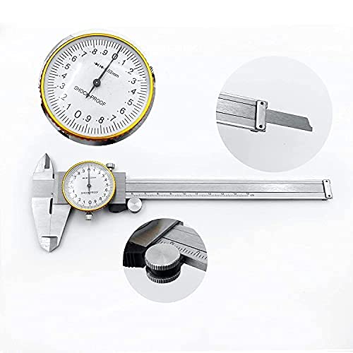 LYFJXX Dial Calipers 0-15cm(0-6") Range with 0.02mm (0.001" )High Precision Industry Stainless Steel Vernier Caliper Shockproof Metric Measuring Tool