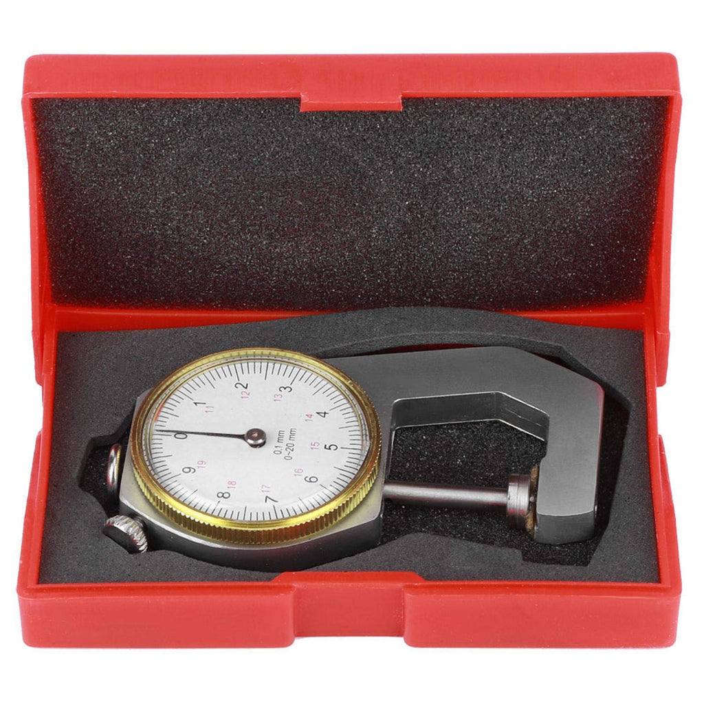 Silver Thickness Gauge Round Dial Indicator Portable Accurate Measuring Jewelry Leather Board Equipment 020mm (Flat Head Thickness Gauge)