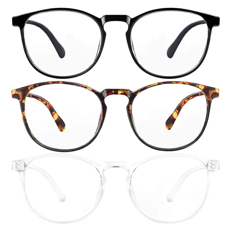 3-Pack Blue Light Blocking Glasses for Women/Men Blue Light Glasses for Teens, Square Computer Glasses Anti Eye Strain/UV/Glare, Gaming Glasses Reading Glasses Non-Prescription
