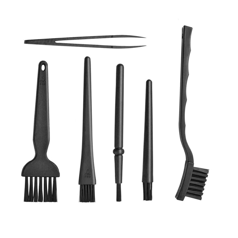 ELANE 6 Pcs Small Portable Plastic Handle Nylon Anti Static Brushes Brush Kit Multi-USE for Computer,Car Seat,Keyboard,Home