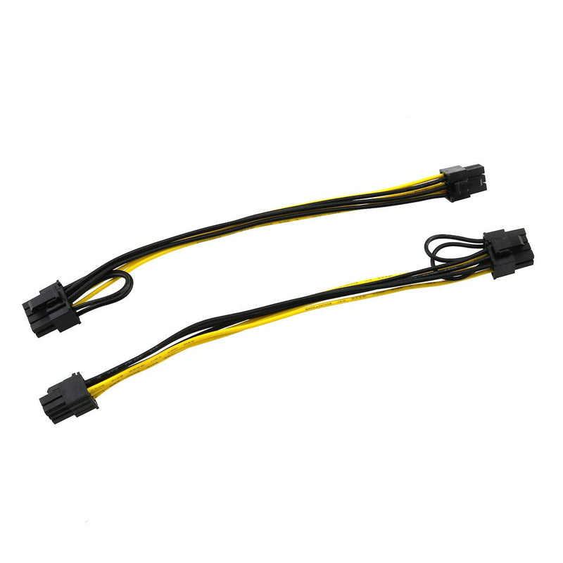E-outstanding PCIe 6pin to 8pin Adapter Power Extension Cable 2PCS PCI-e 6-pin Male to 8-pin Male Converter Adapter Cable for PCI Express 6+2-pin (6-pin/8-pin) Powered GPU Video Card 20cm / 8 inch