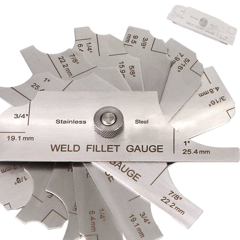 Tektall Stainless steel fillet weld set gage Rl Gauge welding inspection test Unlar metric & inch Accurate 7-pieces