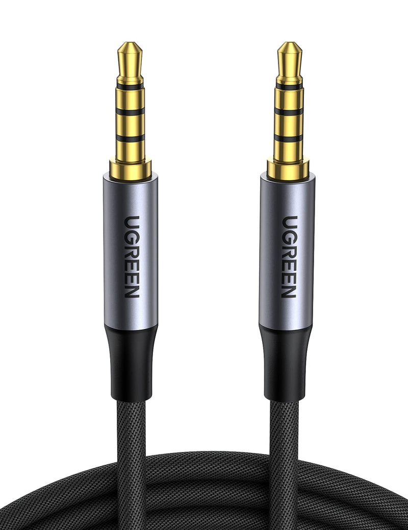 UGREEN 3.5mm Audio Cable Braided 4-Pole Hi-Fi Stereo TRRS Jack Shielded Male to Male AUX Cord Compatible with iPhone, iPad, Samsung Phones, Tablets, Car Home Stereos, Sony Headphones, Speaker, 3FT