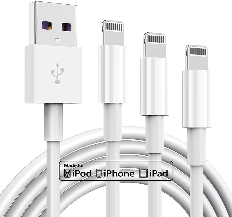3 Pack Apple MFi Certified iPhone Charger Cable 6ft, Apple Lightning to USB Cable Cord 6 Foot, 2.4A Fast Charging,Apple Phone Long Chargers for iPhone 12/11/11Pro/11Max/ X/XS/XR/XS Max/8/7/6/5S/SE White