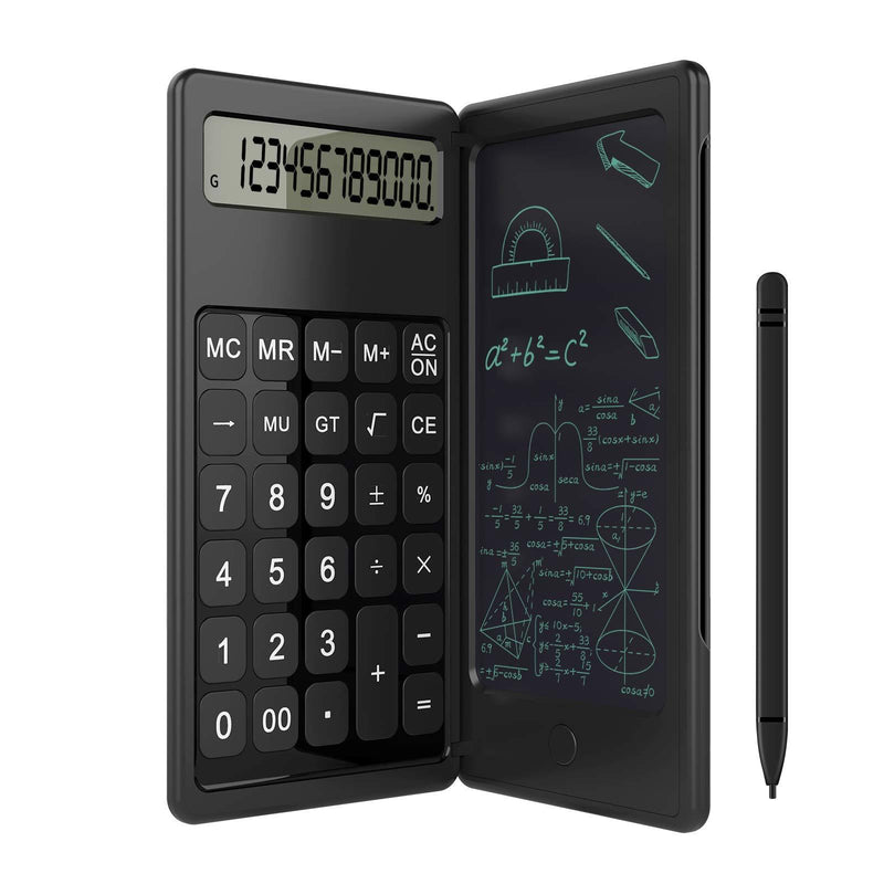 JEOEUS Calculator，Calculators Desktop，Calculator Notepad,6 LCD Writing Tablet,Doodle Pad Drawing Board，Calculator12 Digit Display, Electronic Board Drawing/Memo Pads/Planning Boards