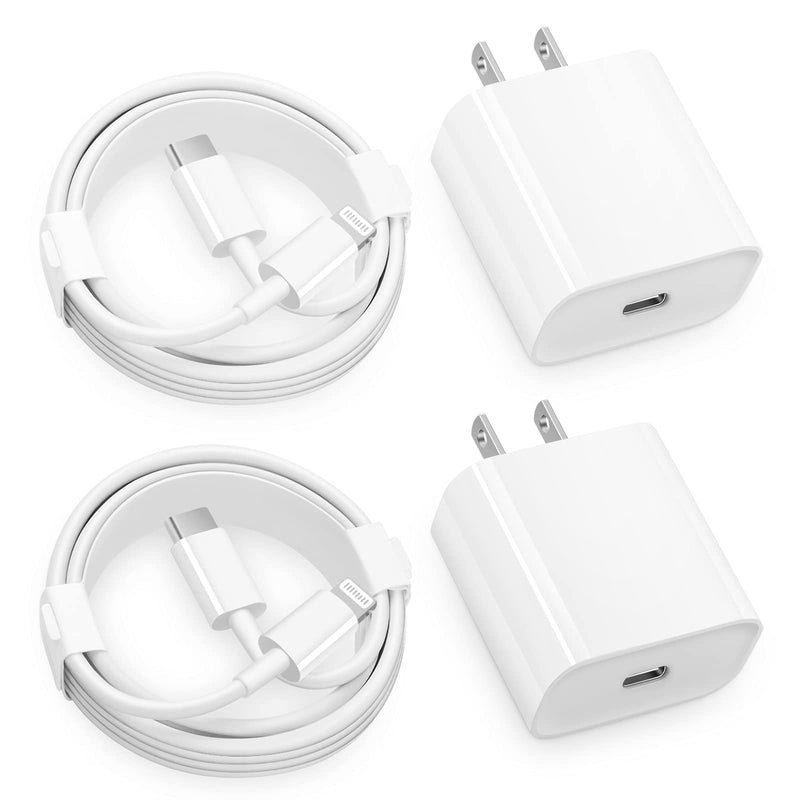 iPhone Charger Fast Charging,【Apple MFi Certified】 2-Pack 20W USB C Fast Charger Block with 6FT USB-C to Lightning Cable for iPhone 12/12 Pro/12 Pro Max/11/11 Pro Max/Xs Max/XR/X, iPad, AirPods Pro