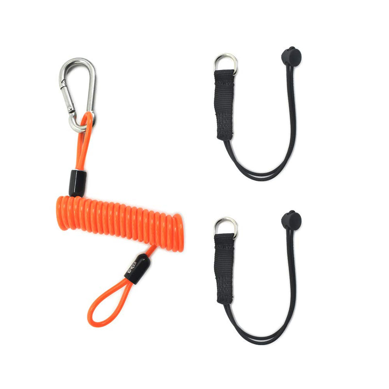 Tool Tethering Kit, Includes 1 x Fishing Lanyards with Carabiner,2 x Tool Tail Attachment with Loop End, 1 Set