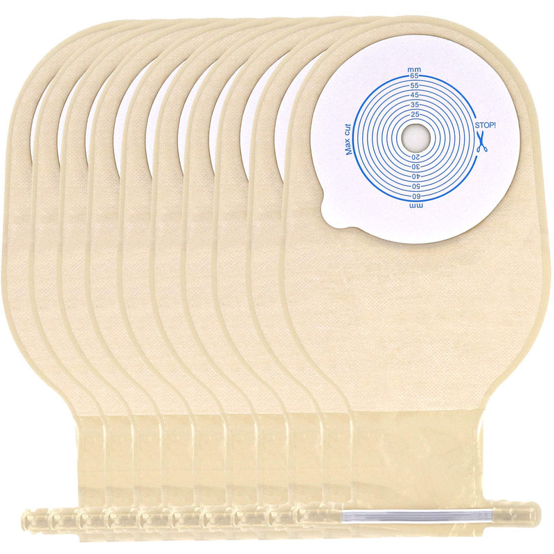 Ostomy Colostomy Supplies, 10 PCS Colostomy Bag, One Piece Drainable Pouches with Twist-Tie for Ileostomy Stoma Care, Cut to Fit(Max 20-65mm) 10 Count (Pack of 1)