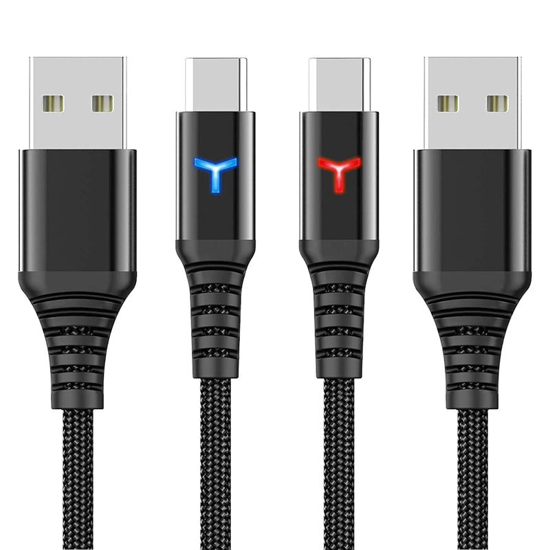 2 Pack 10FT Xbox Series X S PS5 Controller Charger Charging Cable TeslaY LED Indicator, 6amLifestyle Nylon Braided Fast Charging Data Sync USB Type C for Xbox Series X S PS5 Switch Controller