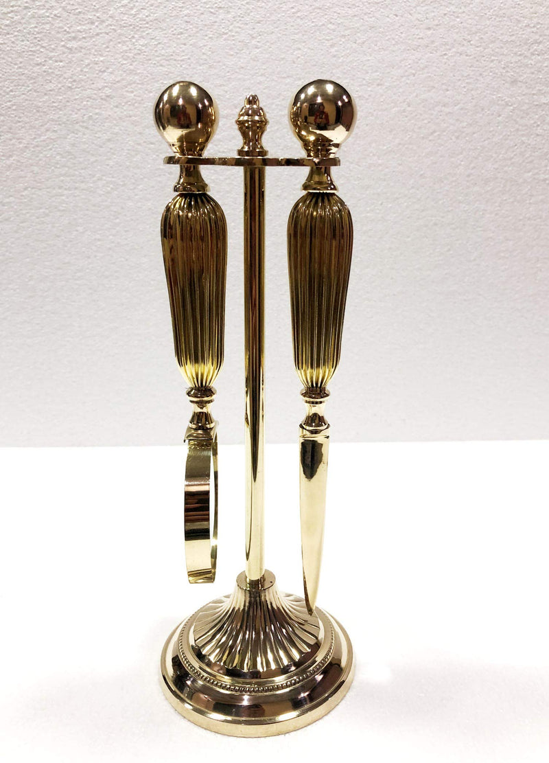 Set of 2 Decorative Shiny Brass Magnifying Glass & Letter Opener with Brass Stand