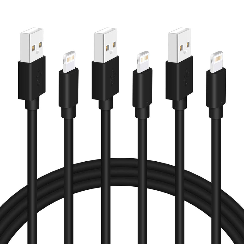 iPhone Charger Cord, 3-Pack 6FT MFi Certified Fast Charging Cable Data Sync Lightning to USB-A Cable Compatible with iPhone 12 Mini/Pro/Max/11/XS/XR/SE/8/7/6/Plus/iPad/AirPods, Black 3Pack-6ft