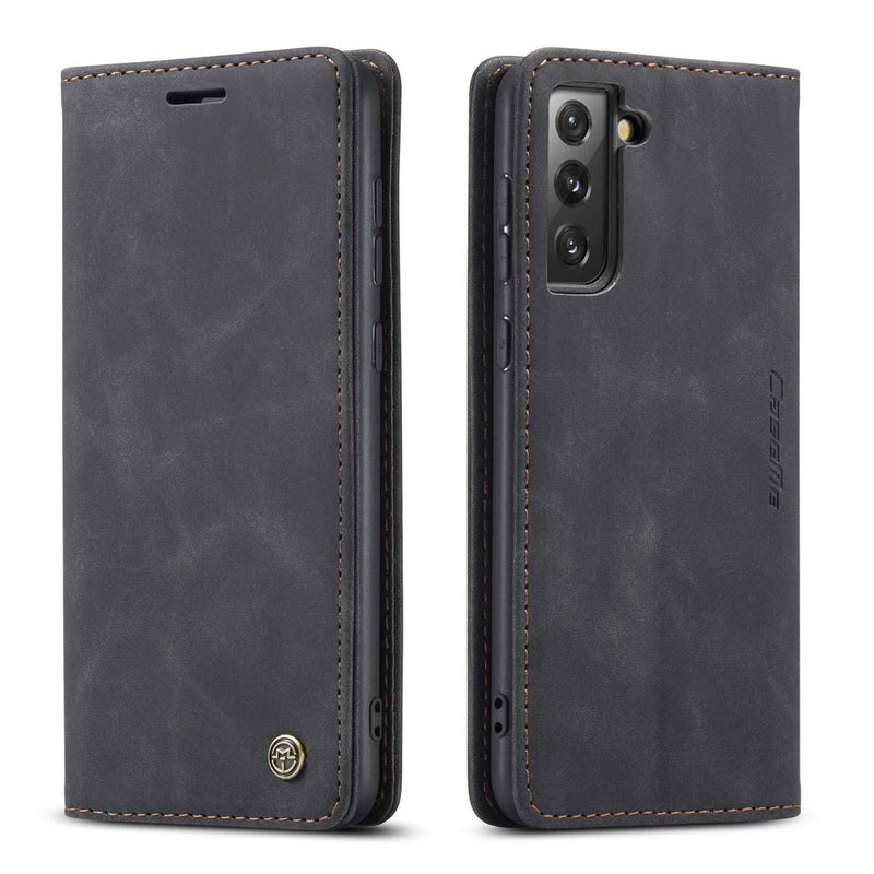 Kowauri Flip Case for Galaxy S21,Leather Wallet Case Classic Design with Card Slot and Magnetic Closure Flip Fold Case for Samsung Galaxy S21 5G (Black) Black