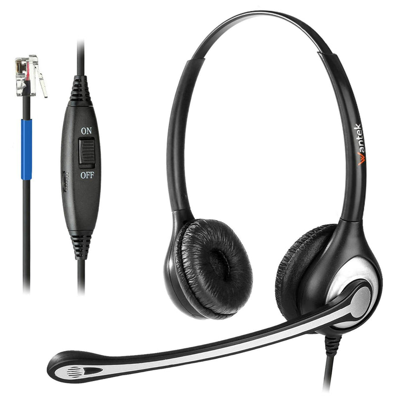 Wantek Phone Headset with Microphone Noise Cancelling, RJ9 Telephone Headsets Compatible with Cisco Office Phones 7940 7942 7945 7960 7962 7965 7811 7821 8811 8841 8845 8851 Plantronics M12 M22 Black