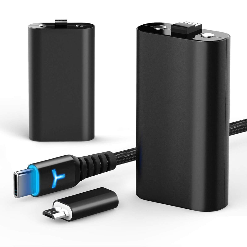 2 Pack Rechargeable Controller Battery Pack for Xbox Series X|S and Xbox One with 10FT USB C Charging Cable and Micro USB Adapter 6amLifestyle Battery Pack Xbox Play and Charge Kit, XBOX-SB03 Battery*2 Black