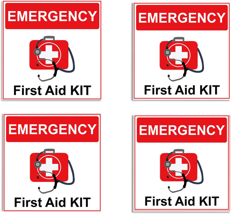 First Aid Sticker 4 inch Emergency First Aid Kit Safety Labels 6 pcs First Aid Kit Decal