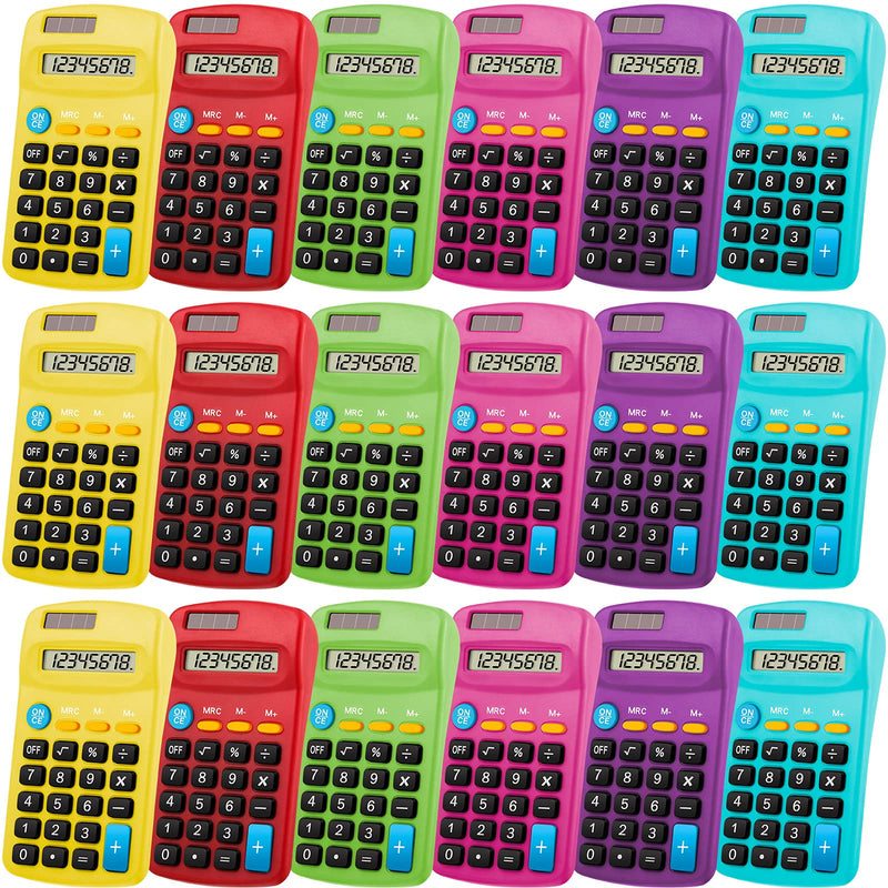 Pocket Size Calculator 8 Digit Display Basic Calculator Battery Powered Mini Calculator for Desktop Home Office School Students Kids, 6 Colors (12 Pieces) 12