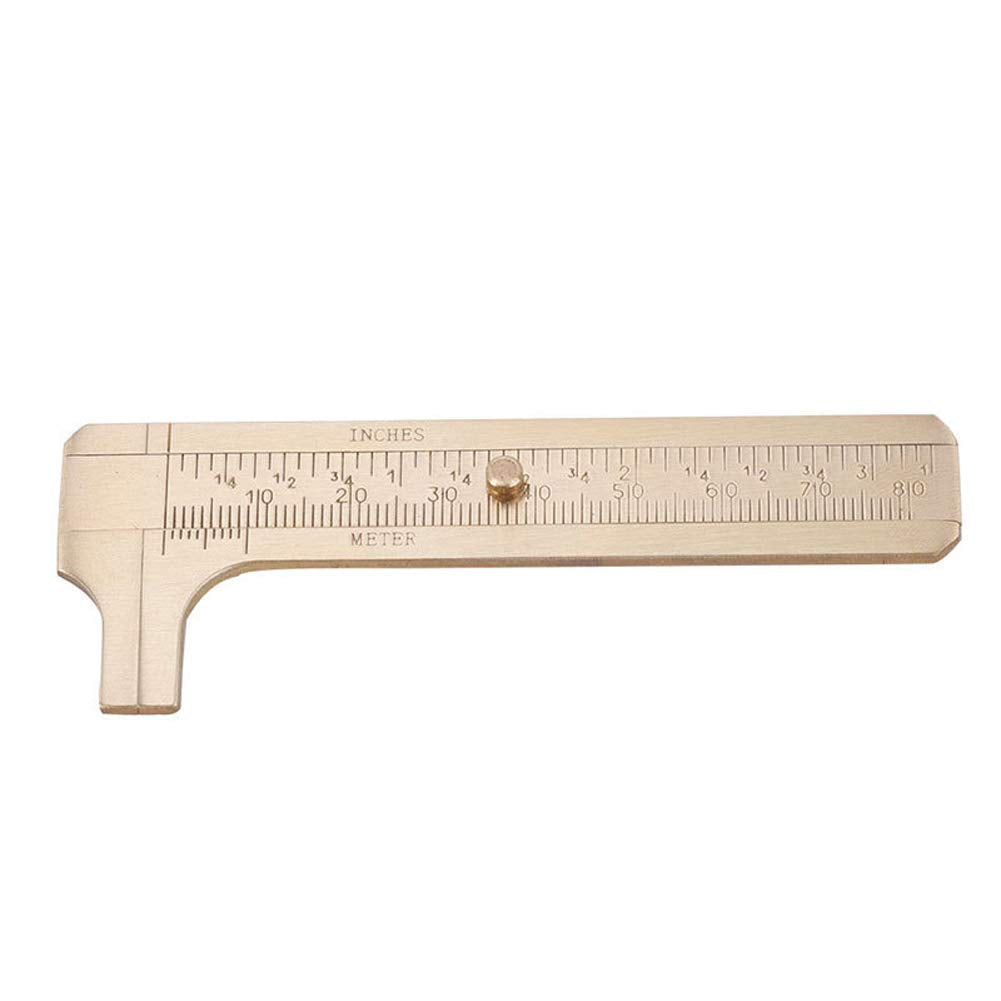 1 Piece Mini Brass Pocket Caliper Brass Vernier Caliper Brass Sliding Vernier Caliper Double Scale Digital Sliding Caplier Measuring Tool 80 mm, 3.15 inch