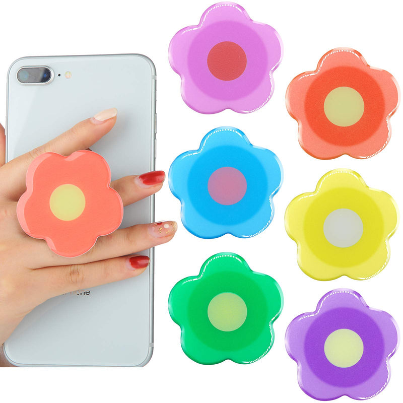 6 Pieces Flower Phone Back Grips Colorful Flower Finger Phone Stand Foldable Finger Holder Cute Cellphone Grip for Most Smartphones and Tablets, 6 Colors