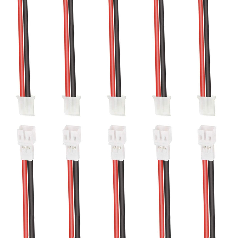 5 Pairs Silicone JST-PH 2.0 Male and Female Connector Cable, SIM&NAT 10cm 20AWG Tiny Whoop Mini JST 2-pin connectors for Battery JJRC H67 H36 Blade Inductrix E010 E013