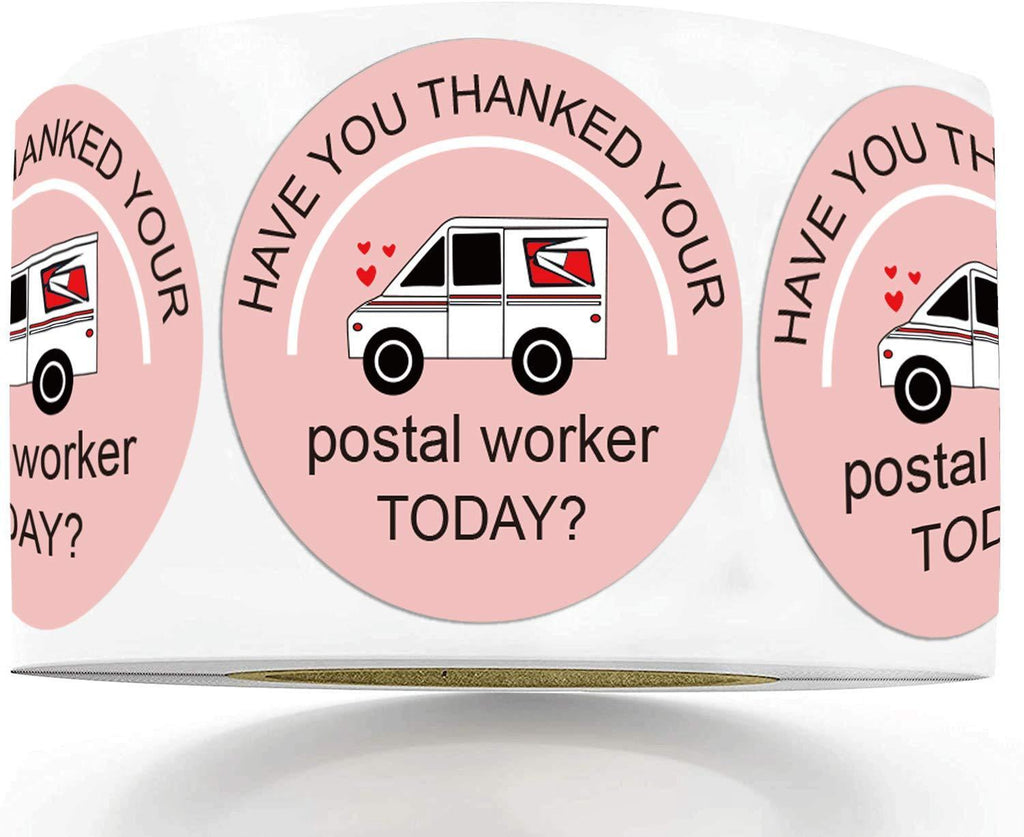 2 Inch Postal Worker Thank You Stickers for Small Businesses 500Pcs Post Mailman Appreciation Label Happy Mail Themed Thank You Postal Worker Stickers Pink 2 inches