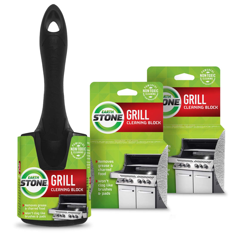 EarthStone Environment Friendly Grill Cleaner Starter Set with Handle (Pack of 2) 3 Piece Set