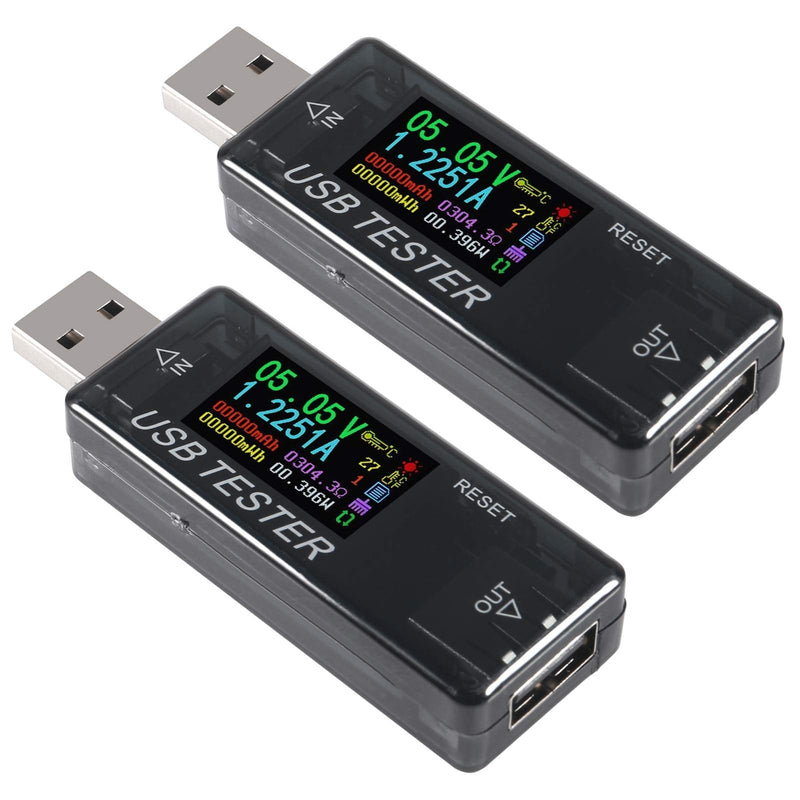 8 in 1 USB Tester Voltage and Current Tester 10V 3A Voltmeter Capacity Current Meter Digital Multimeter Current Tester Voltage Detector for Chargers Cables Power Banks 2 Black