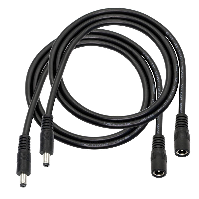 DC Power Extension Cable，DC 5.5mm x 2.1mm Male to Female Power Adapter Cable，3FT 18AWG Heavy Duty Cord for 12V CCTV Wireless IP Camera,LED,Car,More.-2PCS