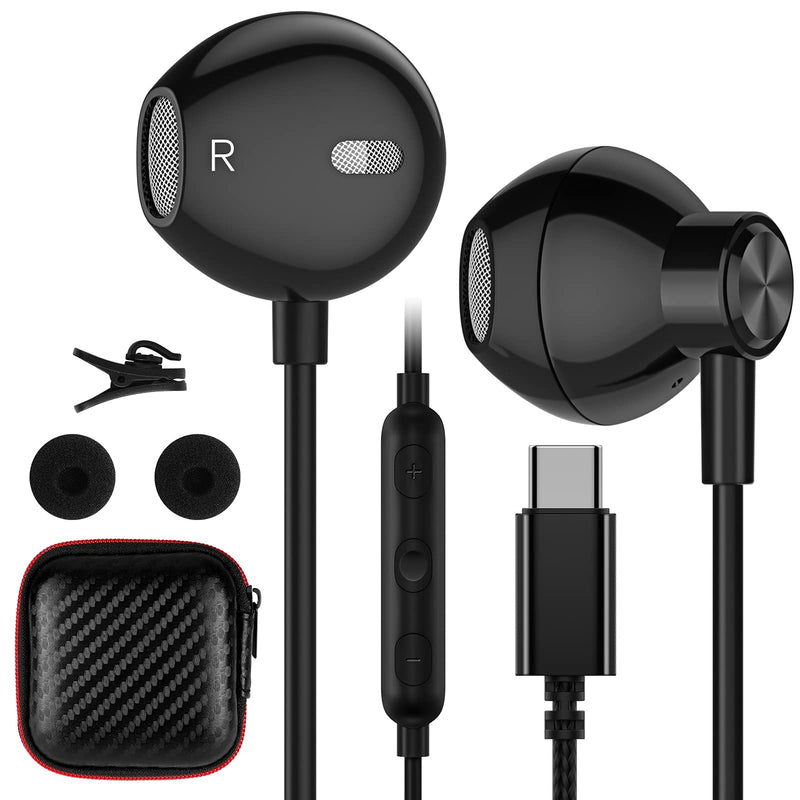 USB C Headphones, ACAGET Galaxy S21 Ultra Earbuds Wired Earphone for Android Semi in Ear USB Type C Headphone HiFi Stereo USB C Earphones for Samsung Galaxy S21 Ultra S20 FE Note 20 Tab S6 S5e Black