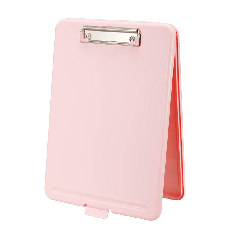 Hongri Plastic Clipboard with Storage, Open Nursing Clipboard Foldable Storage for Nurses, Lawyers, Students, Classroom, Office, Women, Man, Size 13.4" x 9.4" X 0.9", Pink