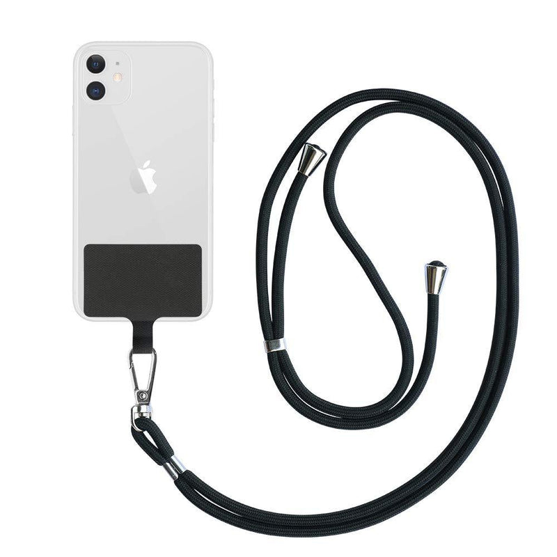 Black Universal Cell Phone Lanyard with Adjustable Strap- Phone Lanyard for Around The Neck and Compatible with iPhone, Galaxy and All Smartphones-It is Multipurpose Can Be Used for Card and Keys. BLACK