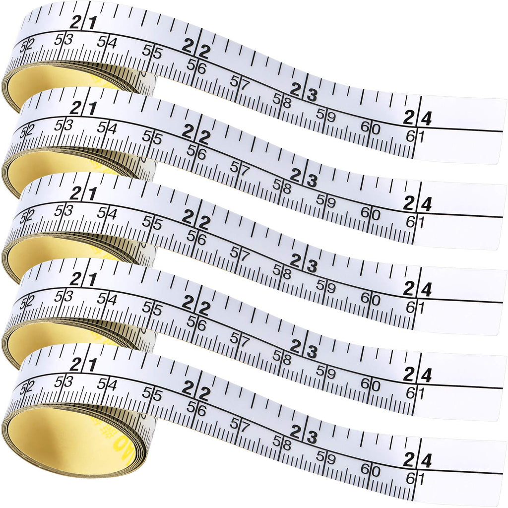 Self-Adhesive Measuring Tape Workbench Ruler Adhesive Backed Double Scale Stick Tape Measure for Work Woodworking, Saw, Drafting Table (24 Inch,5 Pieces) 5 24 Inch