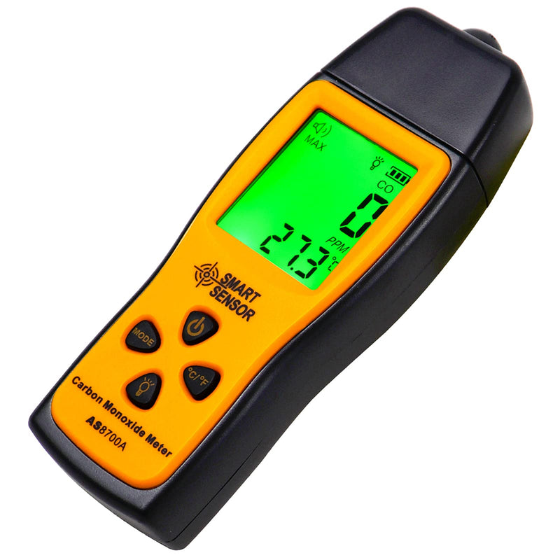 Handheld Carbon Monoxide Meter, 80db Light CO Leak Detector, Portable Handheld CO Detector, CO Gas Analyzer with LCD Display, 0-1000 ppm High Precision