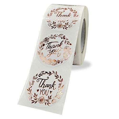 PMCDS2G Thank You Stickers Roll in Two Styles Rose Gold 1.5inch 500 Units in One Set