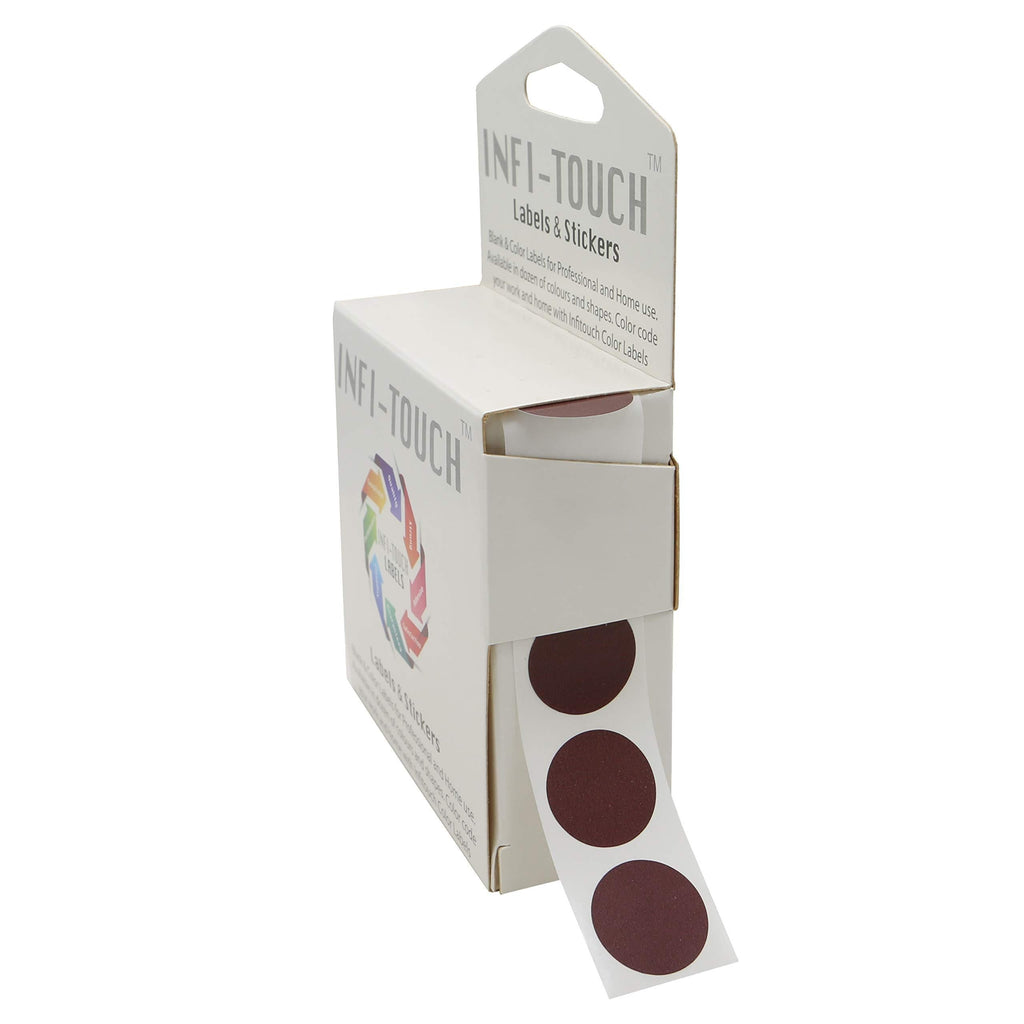 Infi-Touch Labels 3/4 Inch Round Permanent Color-Code Dot Stickers, 1000 per Dispenser Box (Maroon) Maroon