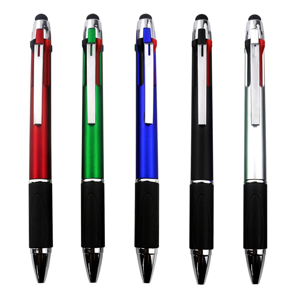 MiSiBao 4-Color Ballpoint Pen Multi Colored Pens in One Stylus Pens for Touch Screens Pens Medium Point(1.0mm) (5-Count) 5-Count