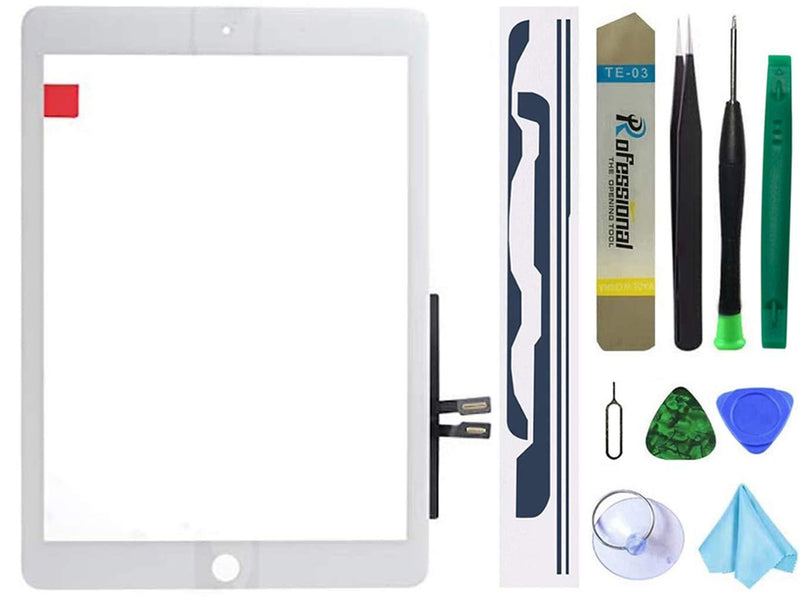 Touch Screen Replacement for iPad 6 9.7 inch 2018, Digitizer Replacement for iPad 6 th Gen A1954 A1893 Without Home Button+ Pre-Installed Adhesive + Professional Tool Kit(White)