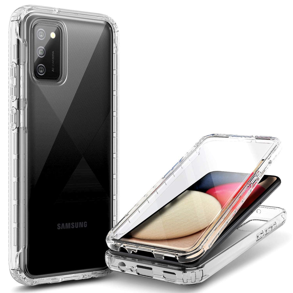 NZND Case for Samsung Galaxy A02S with [Built-in Screen Protector], Full-Body Shockproof Protective Rugged Bumper Cover, Impact Resist Durable Phone Case (Clear) Clear