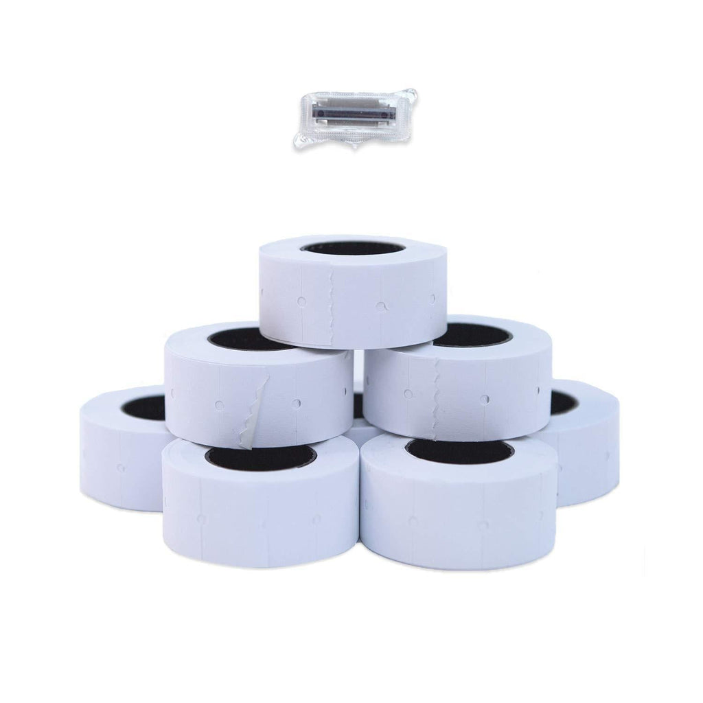 1-Line White Labels for SBLabeler Price and Date Guns / 8000 One Line Blank Labels/Black Ink Roller Included