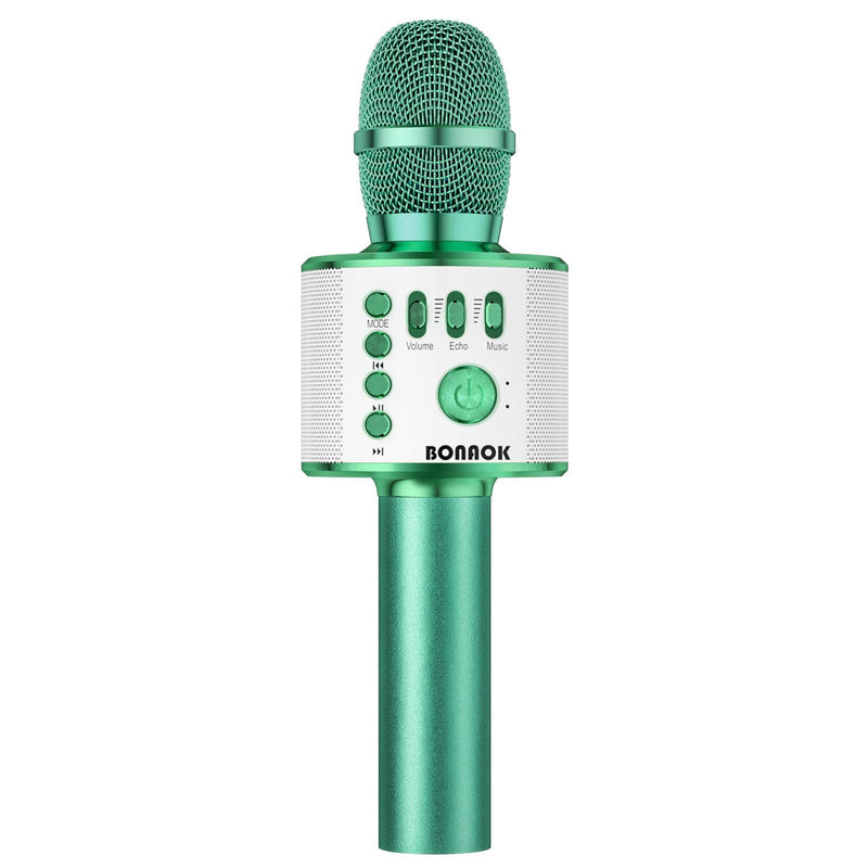 BONAOK Bluetooth Wireless Karaoke Microphone,3-in-1 Portable Handheld Karaoke Mic Speaker Machine Birthday Home Party for PC or All Smartphone Q37 (Green) Green