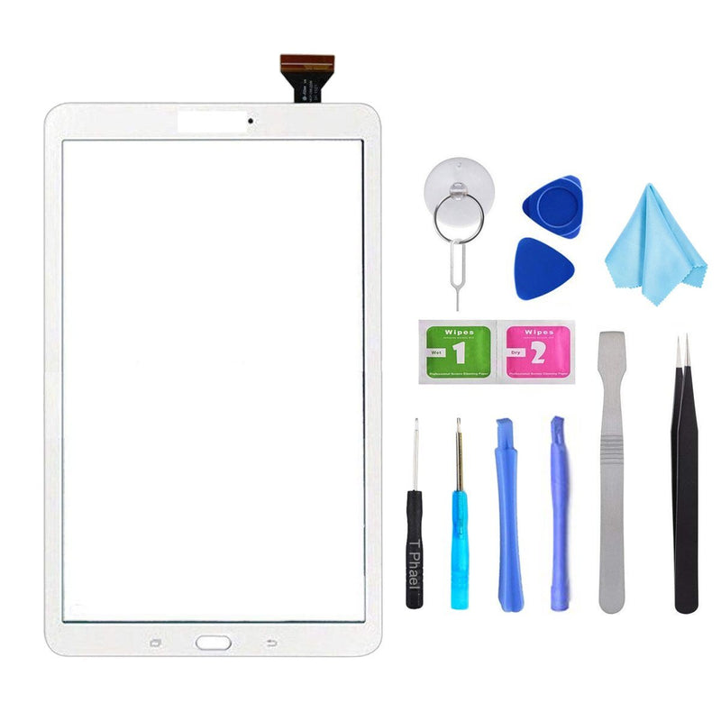T Phael White Touch Screen Digitizer for Samsung Galaxy Tab E 9.6 - Glass Replacement for SM-T560 SM-T561 T560 T561(Not Include LCD) with Tools + Pre-Installed Adhesive