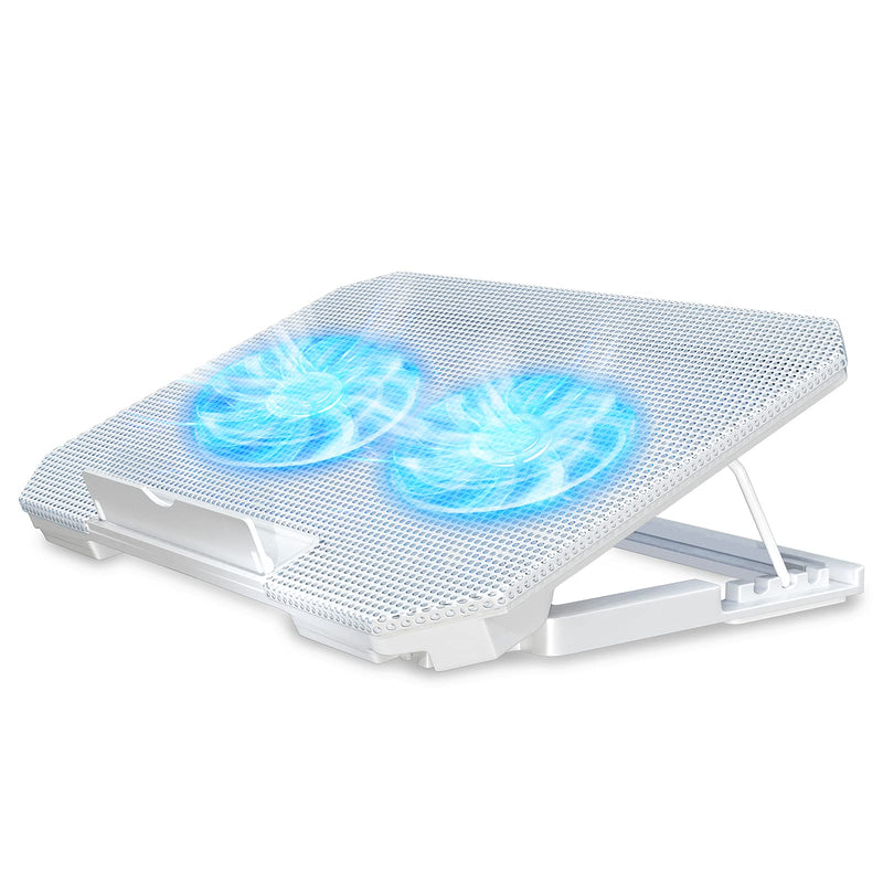 LIENS Laptop Cooling Pad with Adjustable Height Two 5.1 Inches Fan 2 USB Ports Suitable for 12"-15.6" Laptopsï¼ˆWhiteï¼‰ white