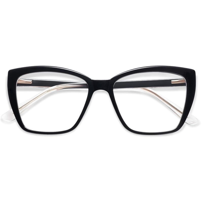 AMOMOMA Trendy TR90 Oversized Blue Light Reading Glasses Women,Stylish Square Cat Eye Glasses AM6031 0c1.black 0.0 x
