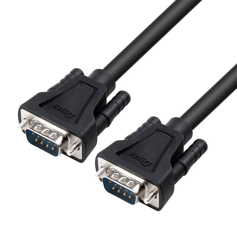 DTECH DB9 RS232 Serial Cable Male to Male Null Modem Cord Full Handshaking 7 Wire Crossover for Data Communication (5 Feet, Black) 5ft