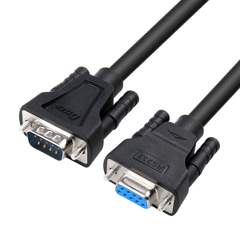 DTECH DB9 RS232 Serial Cable Male to Female Null Modem Cord Full Handshaking 7 Wire Crossover for Data Communication (15 Feet, Black) 15ft