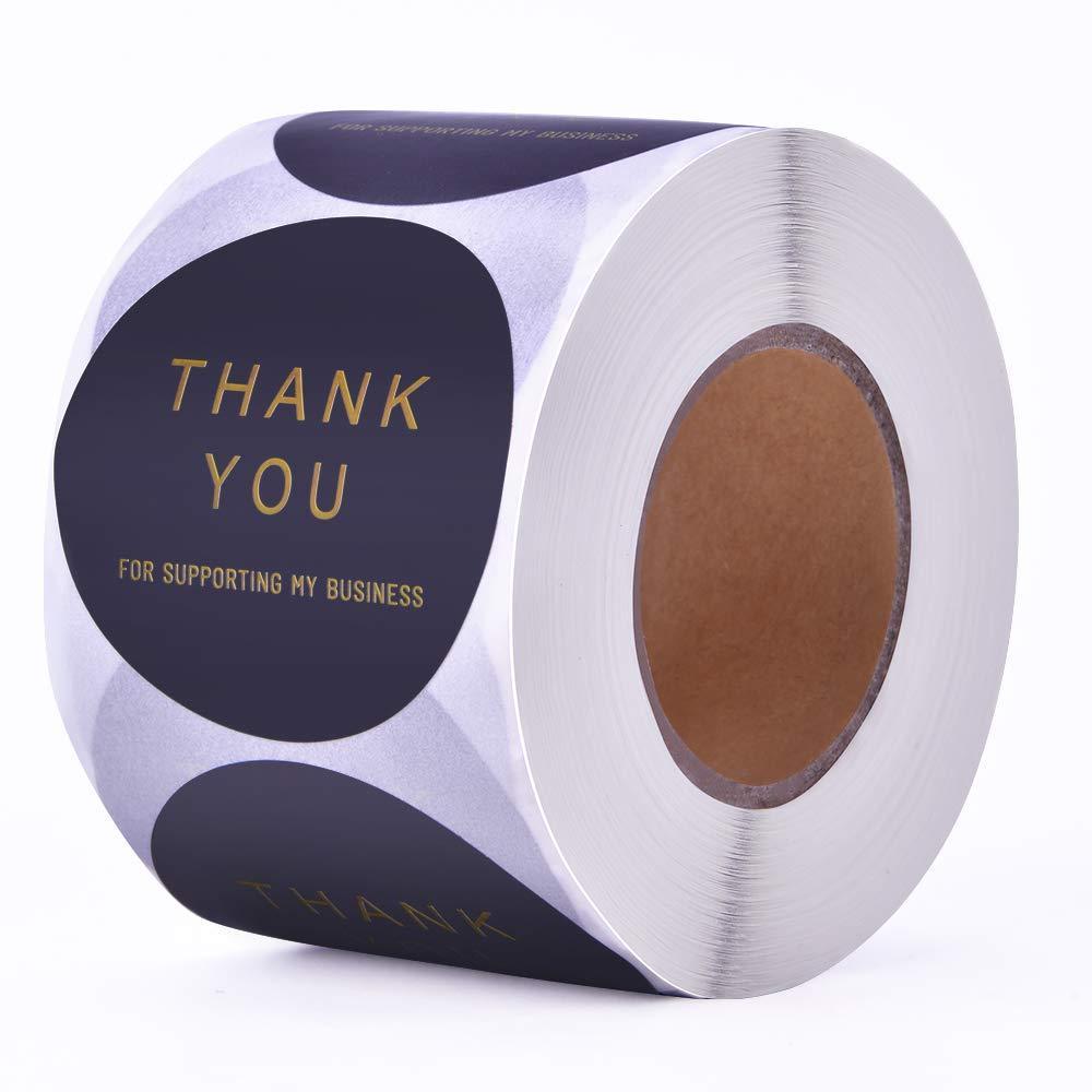 2 Inch Round Thank You for Supporting My Small Business Stickers, 500 Adhesive Label Stickers per Roll, Golden Font Label Business Stickers for Store Owners, Crafts, Organizing, Jar and Canning Labels Black3