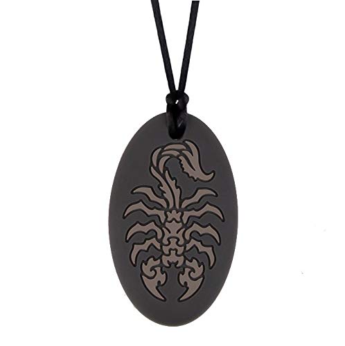 Munchables Scorpion Sensory Chew Necklace for Adults or Kids - Chewy Fidget Stim Toy Jewelry for Boys and Girls (Gray) Gray