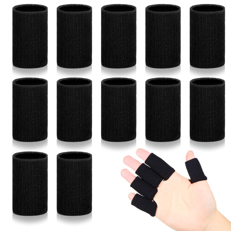 Civaner 12 Finger Sleeves Sports Finger Cots Breathable Elastic Finger Straps Joint Compression Protectors for Sport Relieve Painful Compression Pressure Protector (Black) black