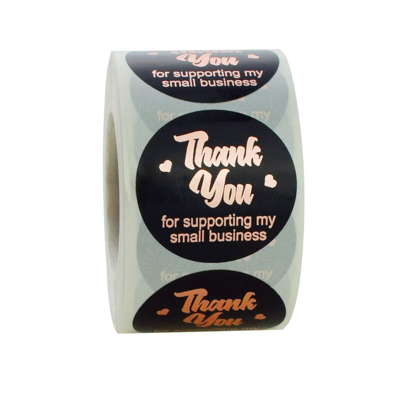 1.5" Thank You for Supporting My Small Business Stickers, 500 Labels, AOODOOM Rose Gold Typeface, Round Labels for Businesses, Online Retailers, Boutiques, Stores, Bags, Boxes and Envelopes