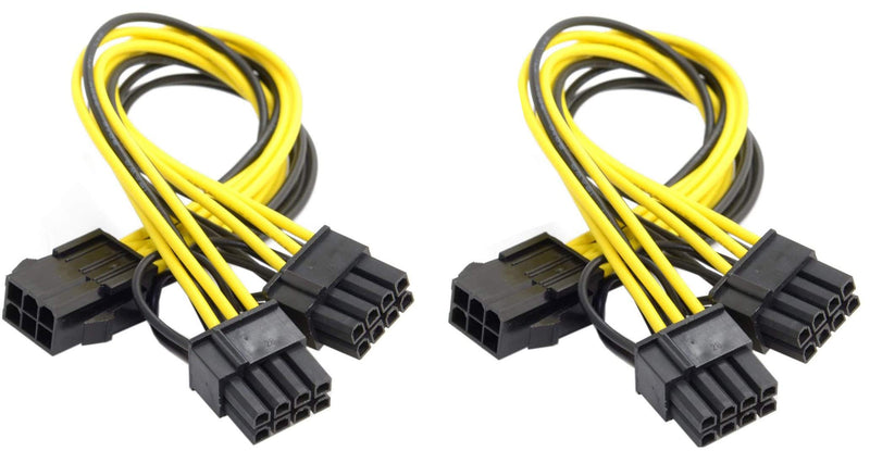 Traodin PCI Express Power Cable,6 Pin to Dual PCIe 8 Pin (6+2) Graphics Card PCI Express Power Adapte Y-Splitter Extension Cable Mining Video Card Power Cable 8 inches 2 Pack 6pin to dual 8pin