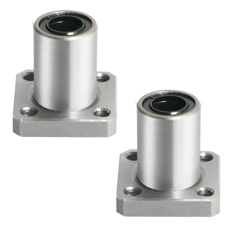 Aopin LMK8UU Linear Ball Bearing Square Flange, ID 8mm, OD 15mm Linear Motion Ball Bearings Sae52100 Carbon Steel, 4 Rows of Steel Balls, Great for CNC, 3D Printer, Linear Rail Guide 2 PCS